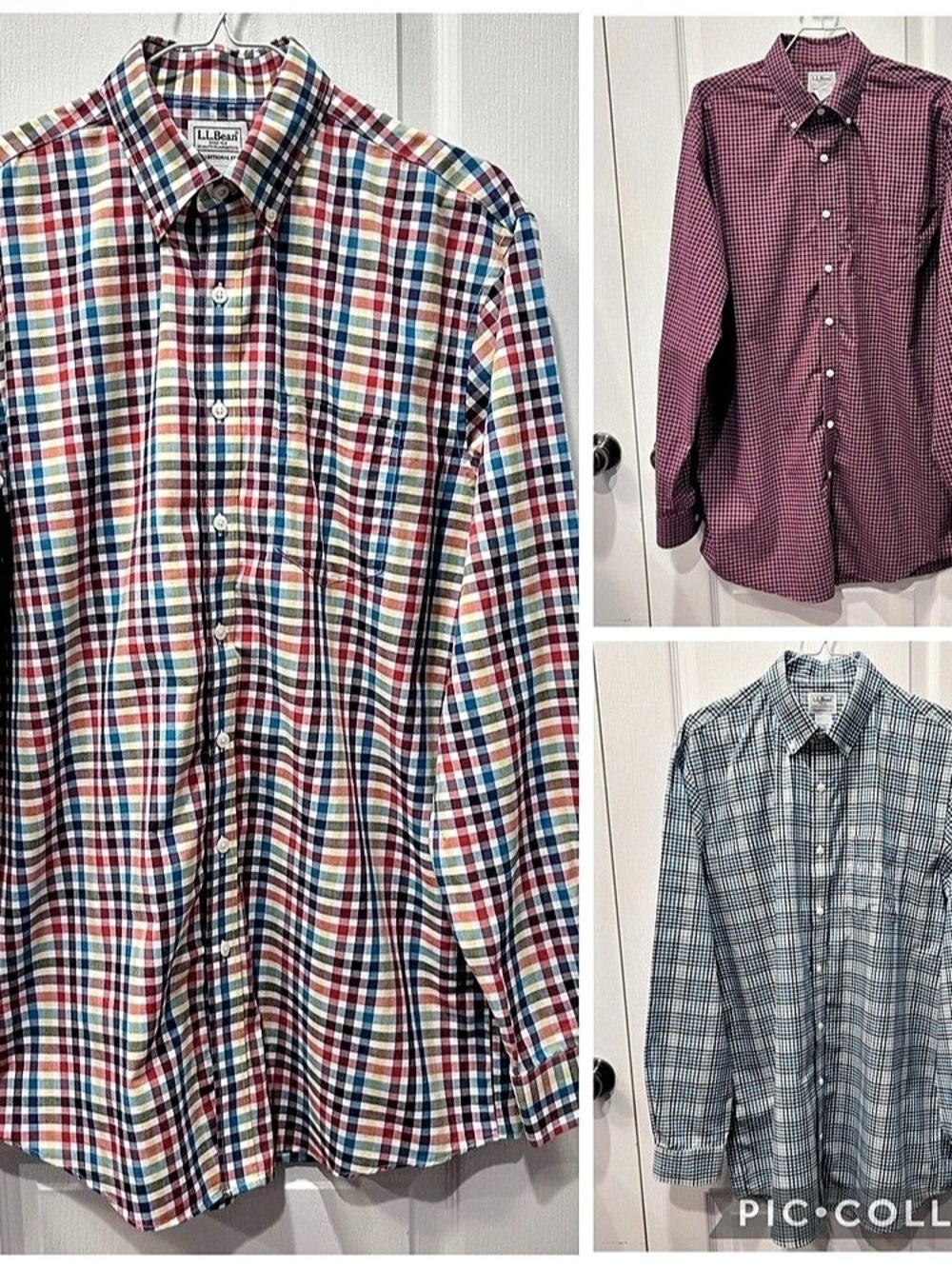 Lot of 3 L.L.Bean Men’s Traditional Fit MD Tall Plaid Cotton Button-Down Shirts